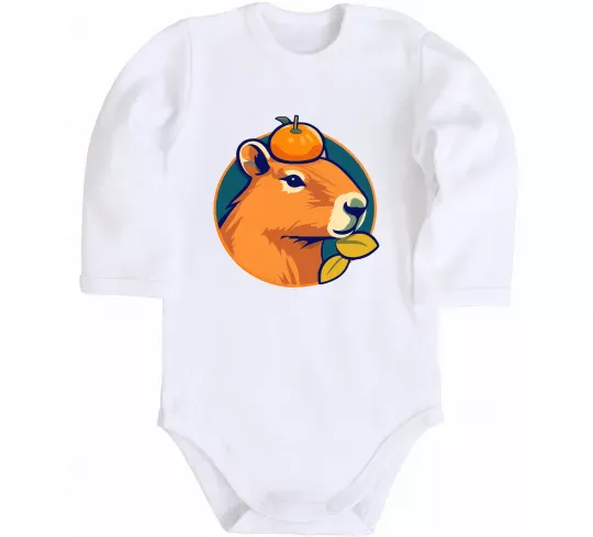 Детский боди Капібара мандарин Белый фото