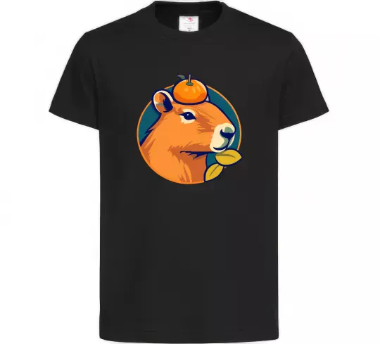 Детская футболка Капібара мандарин Черный фото