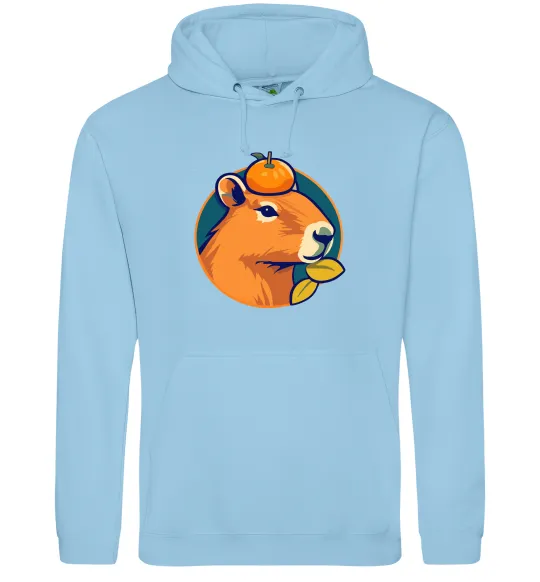 Чоловіча толстовка (худі) Капібара мандарин Блакитний фото