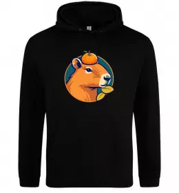 Жіноча толстовка (худі) Капібара мандарин Чорний фото