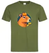 Мужская футболка Капібара мандарин Оливковый фото