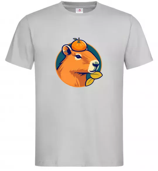 Мужская футболка Капібара мандарин Серый фото