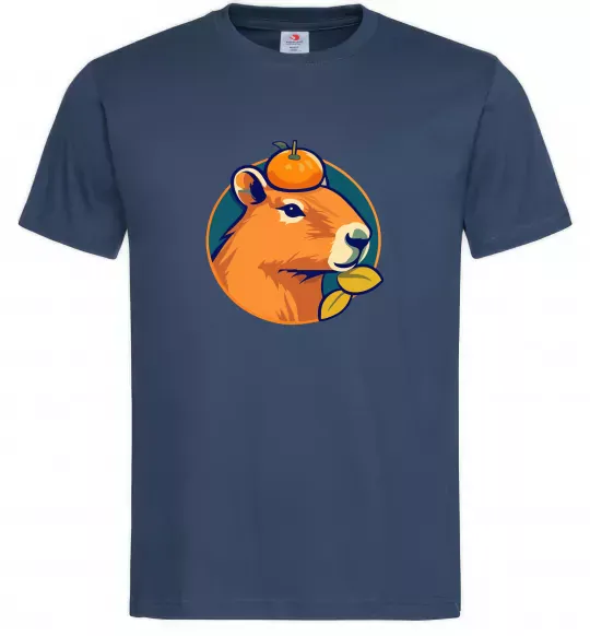 Мужская футболка Капібара мандарин Темно-синий фото