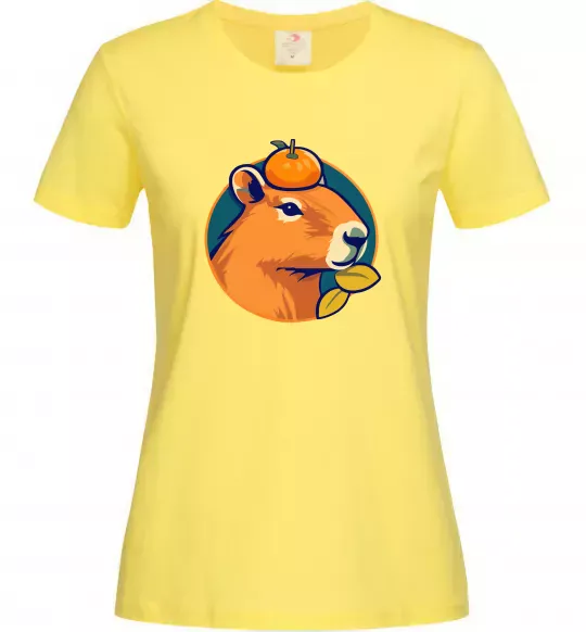 Жіноча футболка Капібара мандарин Лимонний фото