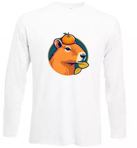 Лонгслив Капібара мандарин Белый фото