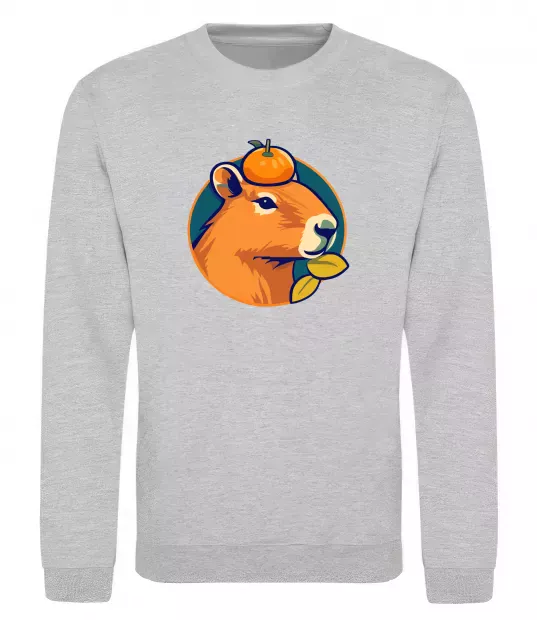 Свитшот Капібара мандарин Серый меланж фото