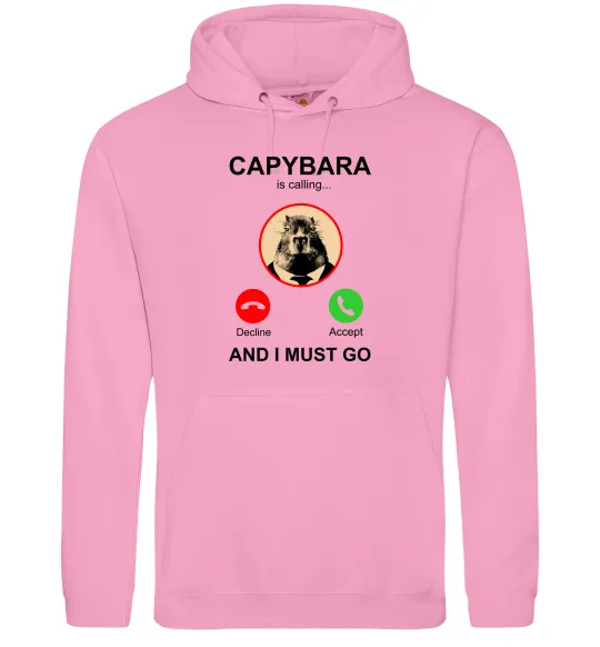 Мужская толстовка (худи) Капібара телефонує Розовый фото