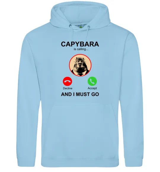 Мужская толстовка (худи) Капібара телефонує Голубой фото