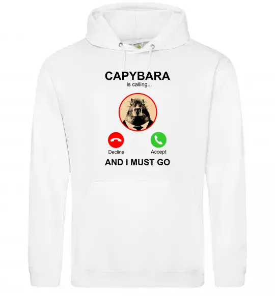 Женская толстовка (худи) Капібара телефонує Белый фото