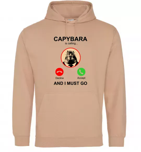 Женская толстовка (худи) Капібара телефонує Песочный фото