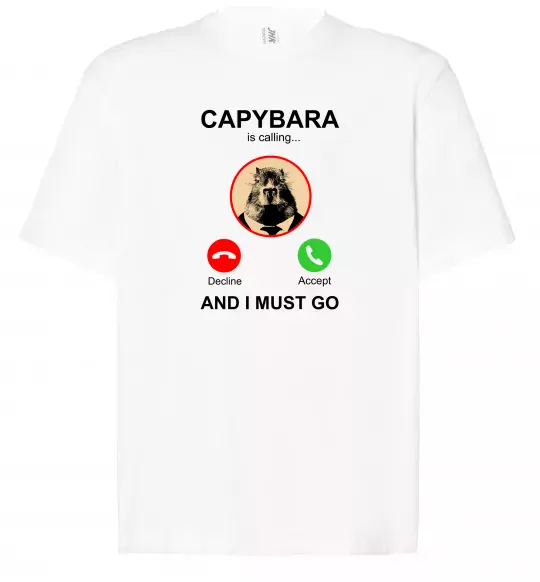 Футболка Оверсайз Капібара телефонує Белый фото