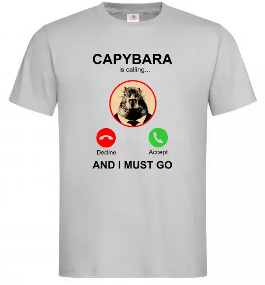 Чоловіча футболка Капібара телефонує Сірий фото