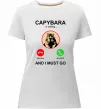 Жіноча преміум футболка Капібара телефонує Білий фото
