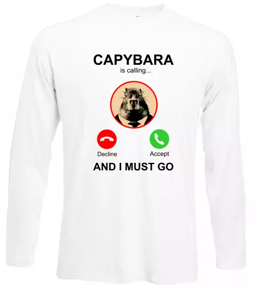 Лонгслив Капібара телефонує Белый фото