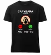 Мужская премиум футболка Капібара телефонує Черный фото
