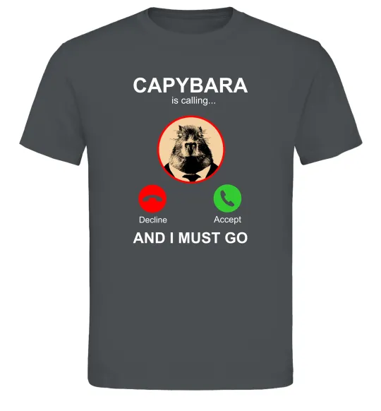 Чоловіча футболка Капібара телефонує Графіт фото