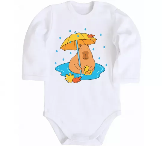 Дитячий бодік Осіння капібара Білий фото