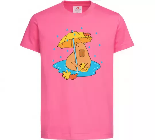 Детская футболка Осіння капібара Ярко-розовый фото