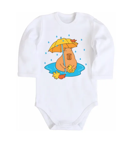 Детский боди Осіння капібара Белый фото