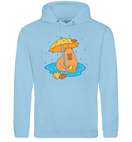 Мужская толстовка (худи) Осіння капібара Голубой фото