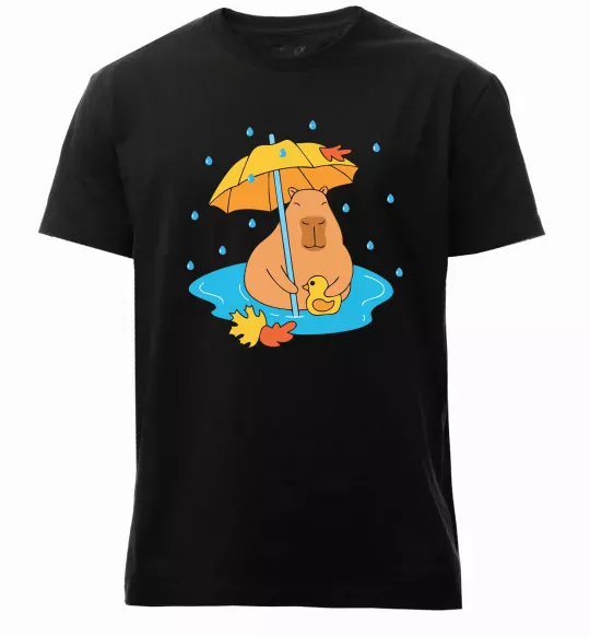 Мужская премиум футболка Осіння капібара Черный фото