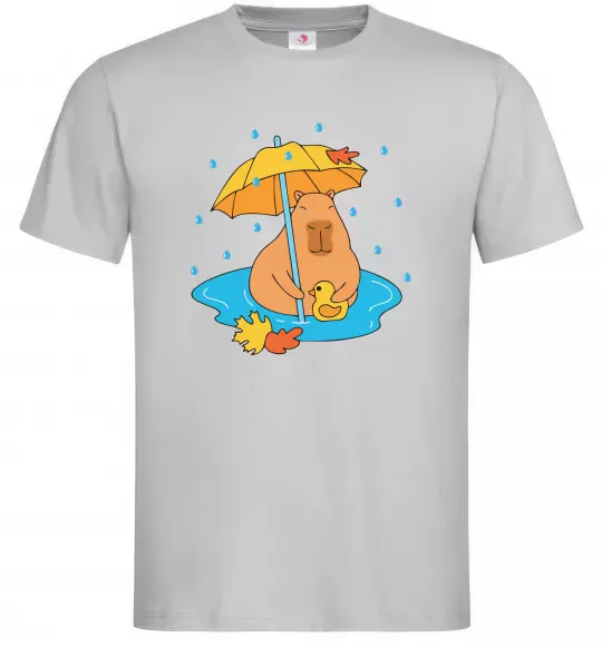 Чоловіча футболка Осіння капібара Сірий фото