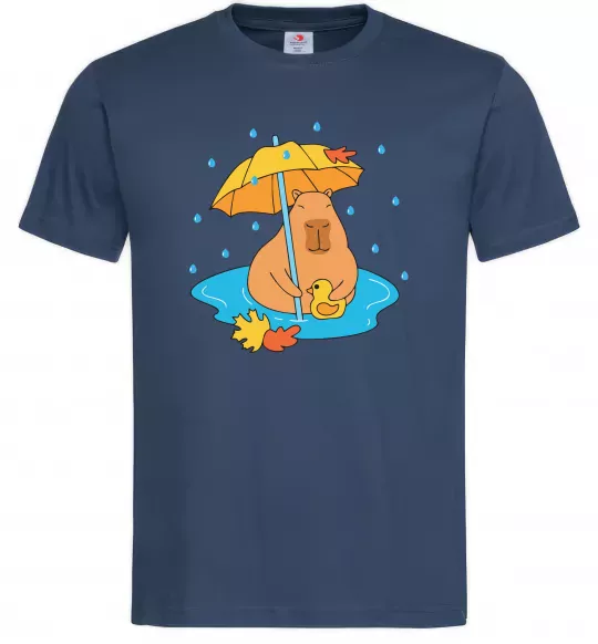 Чоловіча футболка Осіння капібара Темно-синій фото