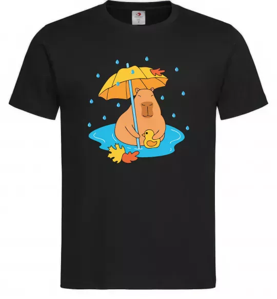 Чоловіча футболка Осіння капібара Чорний фото