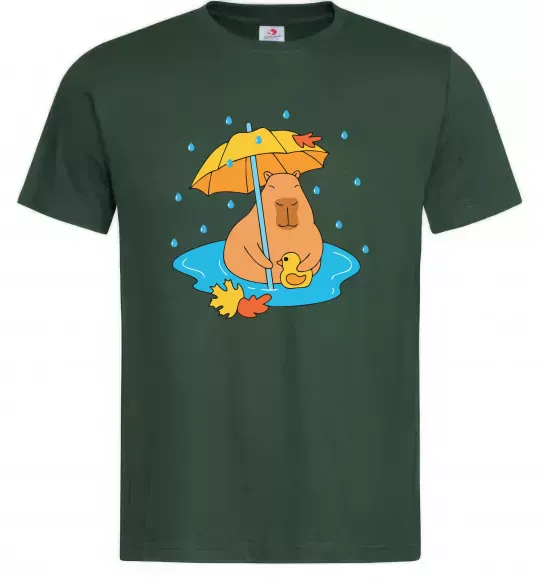 Чоловіча футболка Осіння капібара Темно-зелений фото