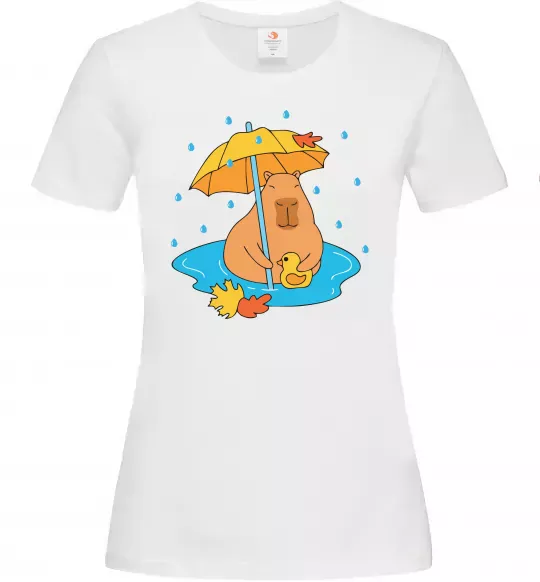 Женская футболка Осіння капібара Белый фото