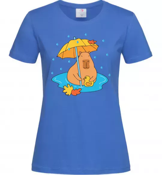 Женская футболка Осіння капібара Ярко-синий фото