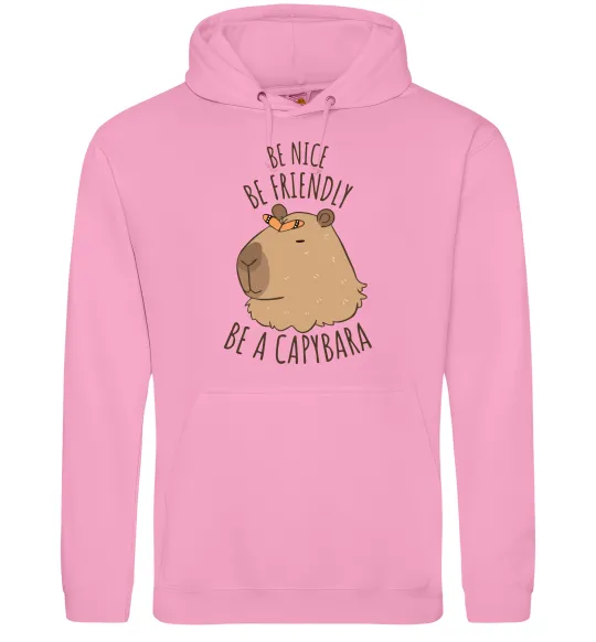 Женская толстовка (худи) Be nice Be friendly Be a Capybara Розовый фото