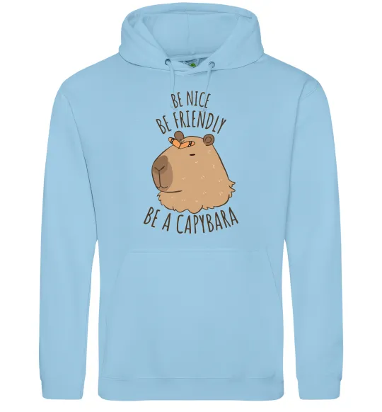 Женская толстовка (худи) Be nice Be friendly Be a Capybara Голубой фото