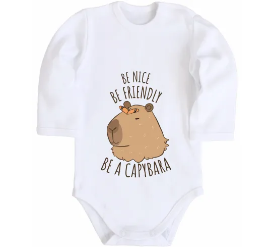 Дитячий бодік Be nice Be friendly Be a Capybara Білий фото