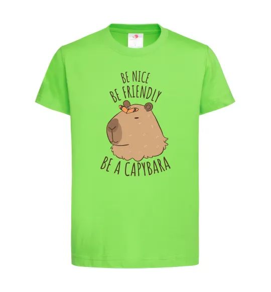 Дитяча футболка Be nice Be friendly Be a Capybara Лаймовий фото