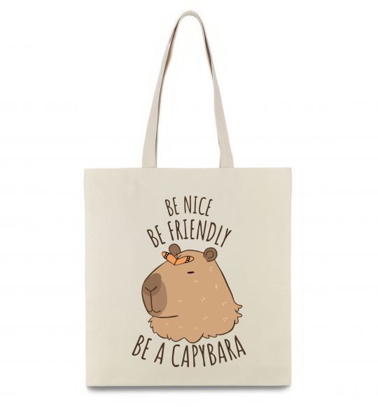 Эко-сумка Be nice Be friendly Be a Capybara Бежевый фото