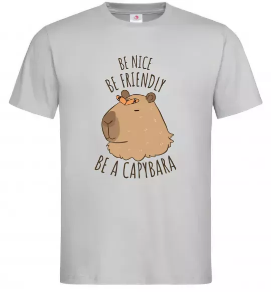 Мужская футболка Be nice Be friendly Be a Capybara Серый фото