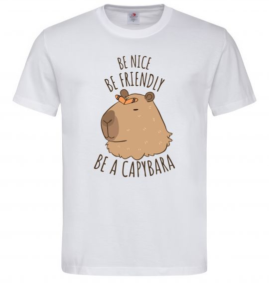 Мужская футболка Be nice Be friendly Be a Capybara Белый фото