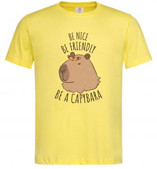 Мужская футболка Be nice Be friendly Be a Capybara Лимонный фото