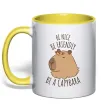 Чашка с цветной ручкой Be nice Be friendly Be a Capybara Лимонный фото
