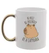 Чашка с цветной ручкой Be nice Be friendly Be a Capybara Золото фото