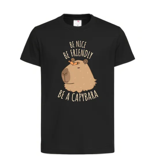 Дитяча футболка Be nice Be friendly Be a Capybara Чорний фото