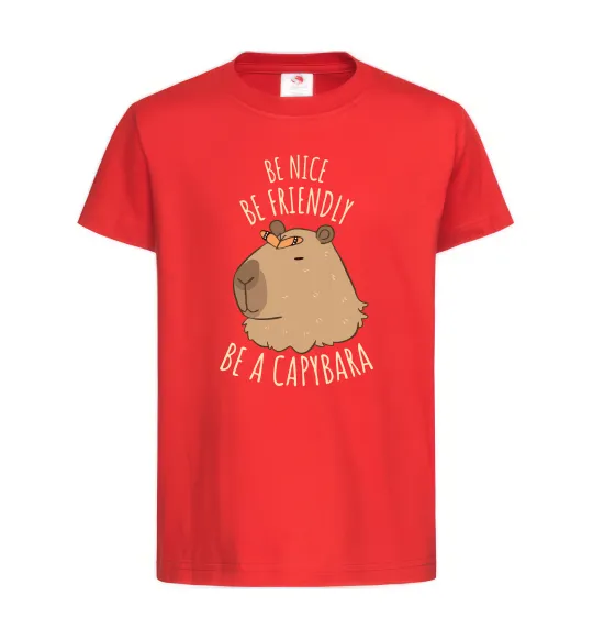 Дитяча футболка Be nice Be friendly Be a Capybara Червоний фото