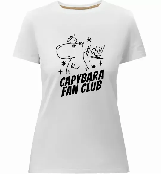 Женская премиум футболка Capybara fan club Белый фото