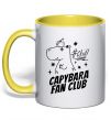 Чашка с цветной ручкой Capybara fan club Солнечно желтый фото