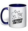 Чашка с цветной ручкой Capybara fan club Глубокий темно-синий Чашка с цветной ручкой Capybara fan club Глубокий темно-синий фото