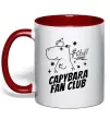 Чашка с цветной ручкой Capybara fan club Красный Чашка с цветной ручкой Capybara fan club Красный фото