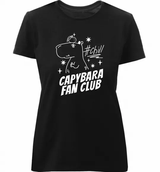 Женская премиум футболка Capybara fan club Черный фото