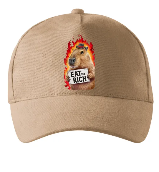 Кепка Capybara EAT the RICH Пісочний фото