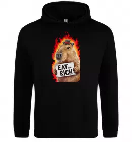 Жіноча толстовка (худі) Capybara EAT the RICH Чорний фото